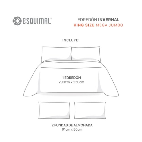 Cobertor King Size Mega Edredón Invernal Luxus + Fundas Paprika ESQUIMAL