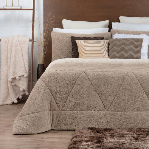 Cobertor King Size Jumbo Edredón Borrega + Fundas Tacoma ESQUIMAL