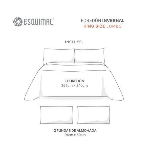 Cobertor King Size Jumbo Edredón Borrega + Fundas Tacoma ESQUIMAL