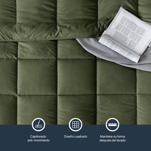 Edredón Acolchado Duvet King Size Hipoalergénico Verde ESQUIMAL.