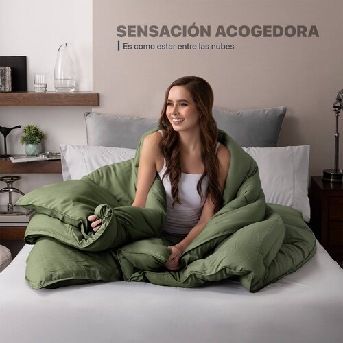 Edredón Acolchado Duvet King Size Hipoalergénico Verde ESQUIMAL.