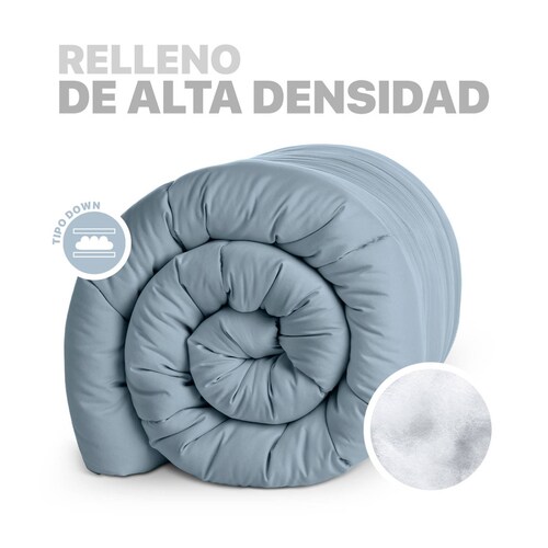 Edredón Acolchado Duvet Individual Hipoalergénico Azul ESQUIMAL.