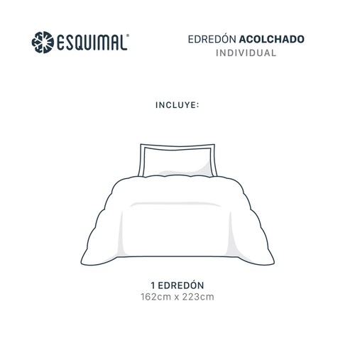 Edredón Acolchado Duvet Individual Hipoalergénico Azul ESQUIMAL.