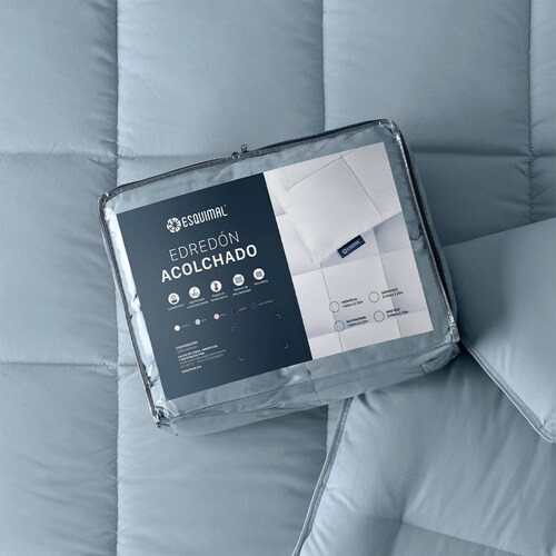 Edredón Acolchado Duvet Individual Hipoalergénico Azul ESQUIMAL.