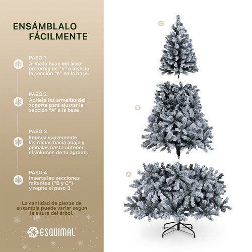 Árbol de Navidad Nevado Pino Navideño 1.8m 780 Ramas - Verde oscuro para ESQUIMAL