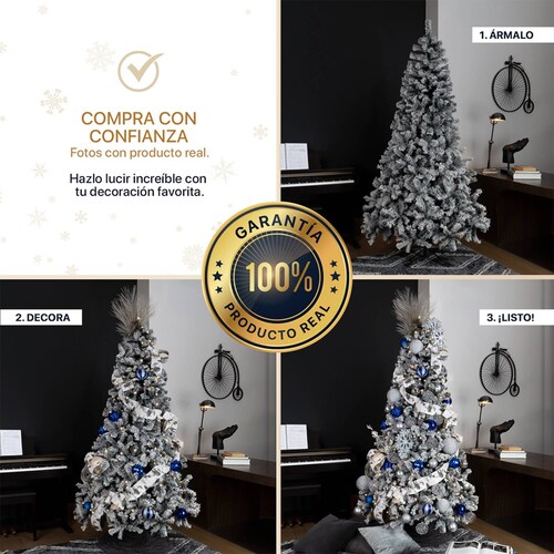 Árbol de Navidad Nevado Pino Navideño 1.8m 780 Ramas - Verde oscuro para ESQUIMAL
