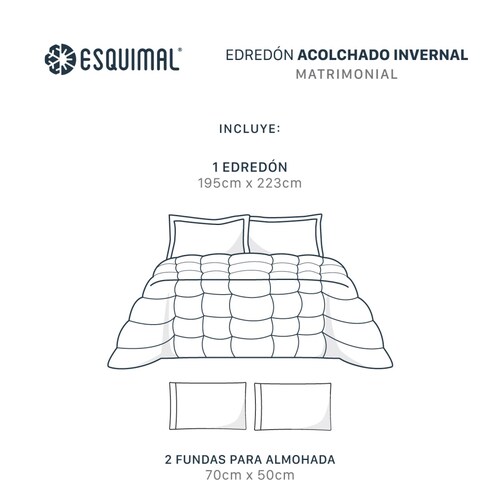 Edredón Invernal Cobertor Matrimonial + Fundas Balam ESQUIMAL