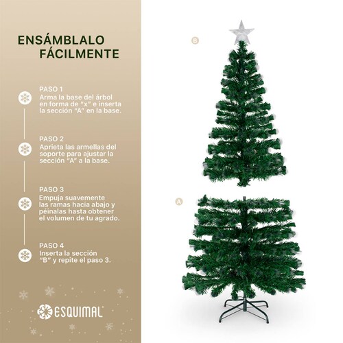 Árbol de Navidad Fibra Óptica Pino Navideño 1.9m - Verde para ESQUIMAL