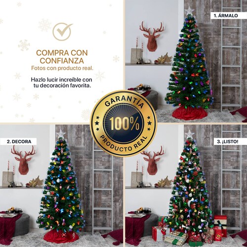 Árbol de Navidad Fibra Óptica Pino Navideño 1.9m - Verde para ESQUIMAL