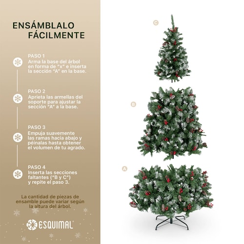 Árbol de Navidad Nevado Con Bayas Y Luces Led 1.8m - Verde para ESQUIMAL