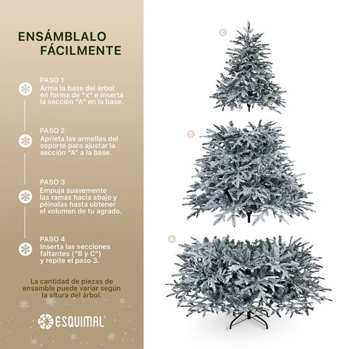 Árbol de Navidad Nevado Pino Navideño 2.2m 1300 Ramas- Verde para ESQUIMAL