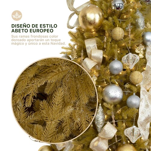 Árbol de Navidad Dorado Pino Navideño 1.8m 600 Ramas - Dorado para ESQUIMAL