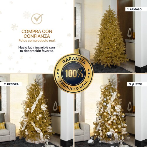 Árbol de Navidad Dorado Pino Navideño 1.8m 600 Ramas - Dorado para ESQUIMAL