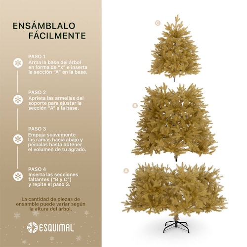 Árbol de Navidad Dorado Pino Navideño 2.2m 900 Ramas - Dorado para ESQUIMAL