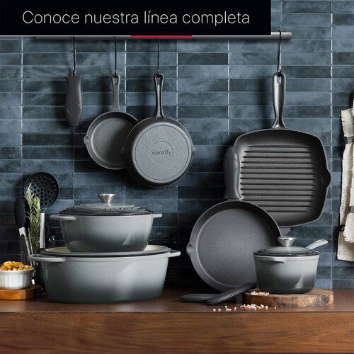 Horno Holandés Olla De Hierro Fundido Con Esmaltado 4 Lts Gris Cookify.