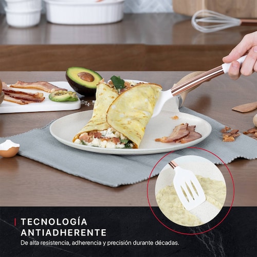 Sartén Crepera Comal de Mármol Antiadherente 32 cm Beige Cookify.