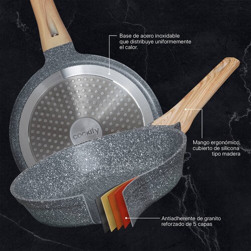 Sartén De Mármol Con Antiadherente 24 cm Comal Gris Cookify.