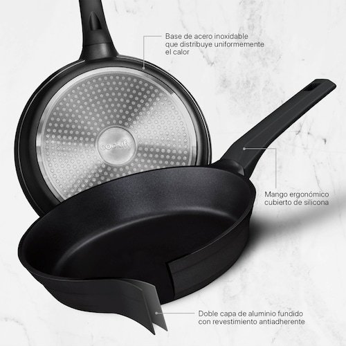 Sartén De Aluminio Fundido Con Antiadherente 28 cm Comal Negro Cookify.