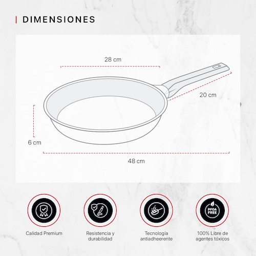 Sartén De Aluminio Fundido Con Antiadherente 28 cm Comal Negro Cookify.
