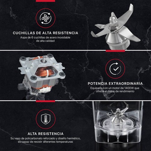 Licuadora Profesional Para Uso Rudo Digital De 1.6 L + Tamper Cookify.