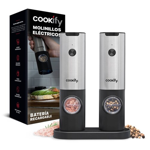 Set Molinillo Eléctrico de Sal y Pimienta Recargable Molino para Especias Cookify.