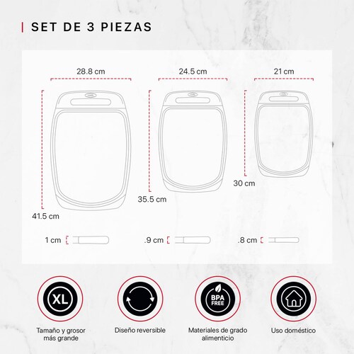 Set 3 Tablas de Cocina Para Picar Cortar Cookify.