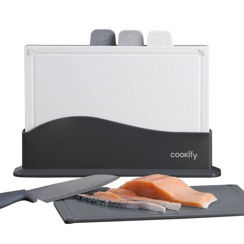 Set 4 Tablas de Cocina con Base Para Picar Cortar Cookify