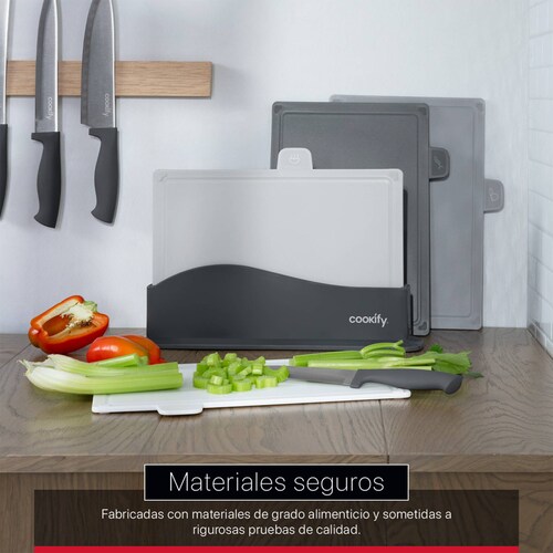 Set 4 Tablas de Cocina con Base Para Picar Cortar Cookify