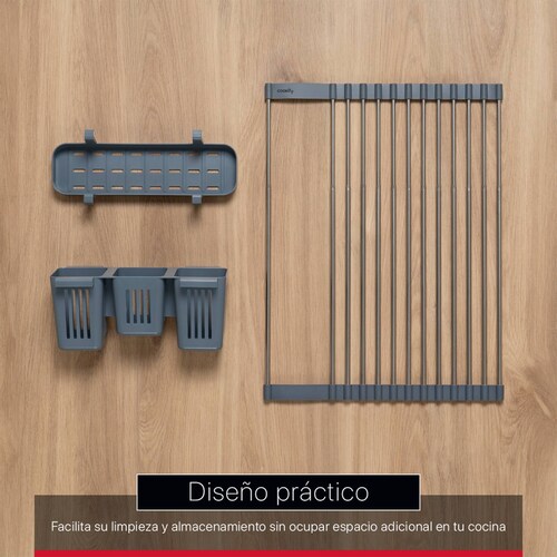 Escurridor de Trastes para Vajilla Platos Plegable y Expandible Acero Inoxidable Cookify.