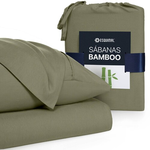 Sábanas King Size De Bambú / Bamboo Ultra Suaves Y Frescas Verde Olivo ESQUIMAL.
