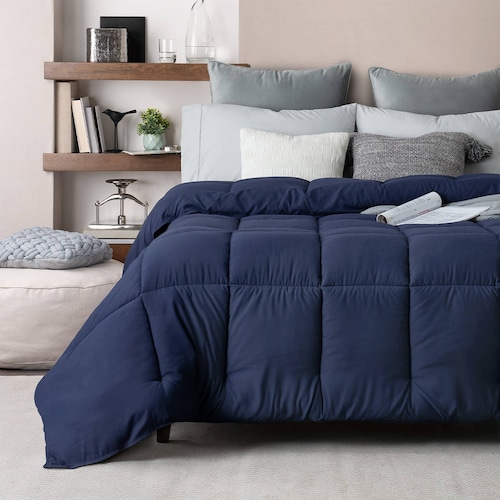 Edredón Acolchado Duvet Matrimonial XL Hipoalergénico Azul Marino ESQUIMAL.