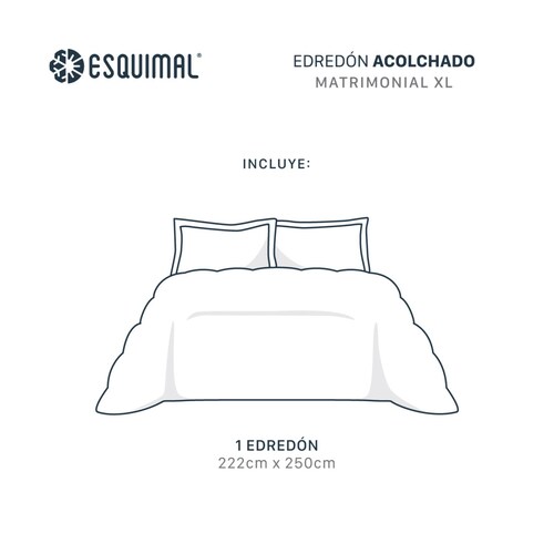 Edredón Acolchado Duvet Matrimonial XL Hipoalergénico Azul Marino ESQUIMAL.
