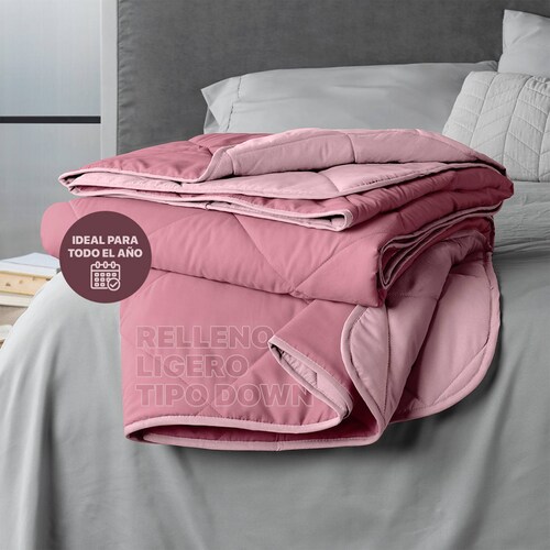 Edredón Colcha Ligero de Doble Vista Individual Rosa - Rosa Claro Real Textil.