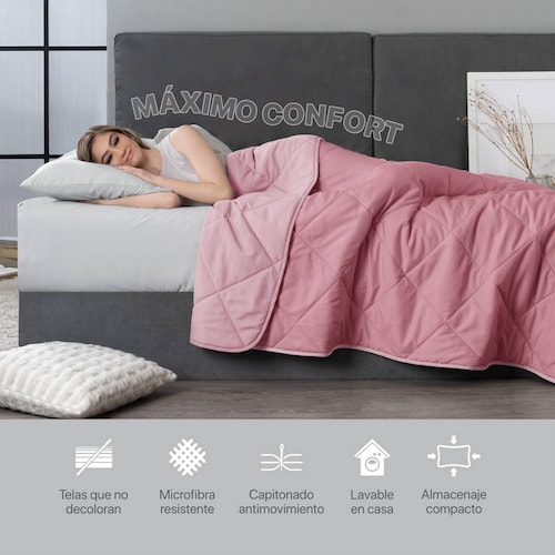 Juego De Edredón Rosa California King – Algodón Y Microfibra, Incluye 2 Fundas De Almohada