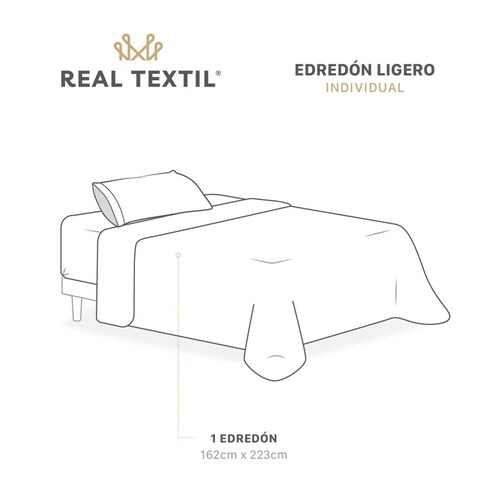 Edredón Colcha Ligero de Doble Vista Individual Gris Claro - Rojo Real Textil.