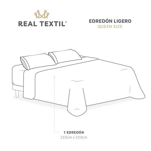 Edredón Colcha Ligero de Doble Vista Queen Size Gris Claro - Rojo Real Textil