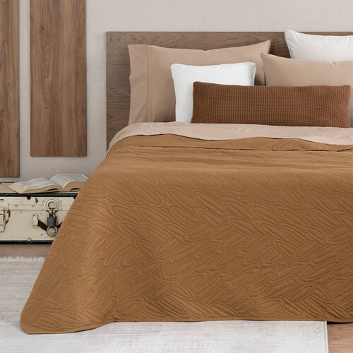 Edredón Económico Colcha Ligera Fresco Matrimonial de 1 Pieza Ocre Real Textil