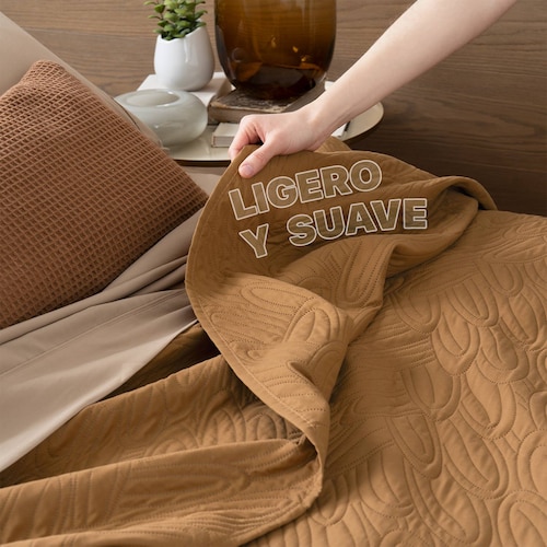 Edredón Económico Colcha Ligera Fresco Matrimonial de 1 Pieza Ocre Real Textil