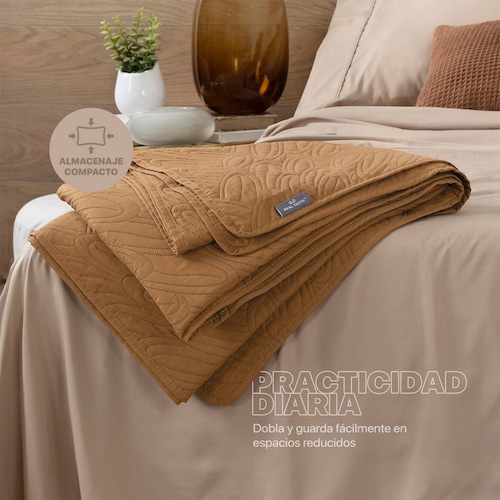 Edredón Económico Colcha Ligera Fresco Matrimonial de 1 Pieza Ocre Real Textil