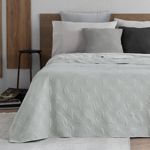 Edredón Económico Colcha Ligera Fresco Individual de 1 Pieza Gris Claro Real Textil.