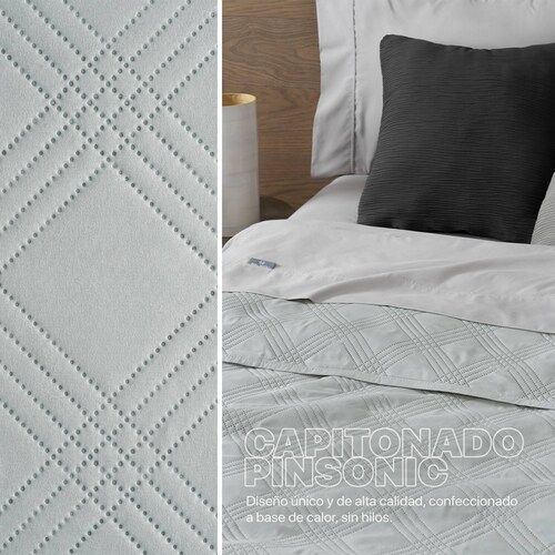 Edredón Económico Colcha Ligera Fresco Individual de 1 Pieza Gris Claro Real Textil.
