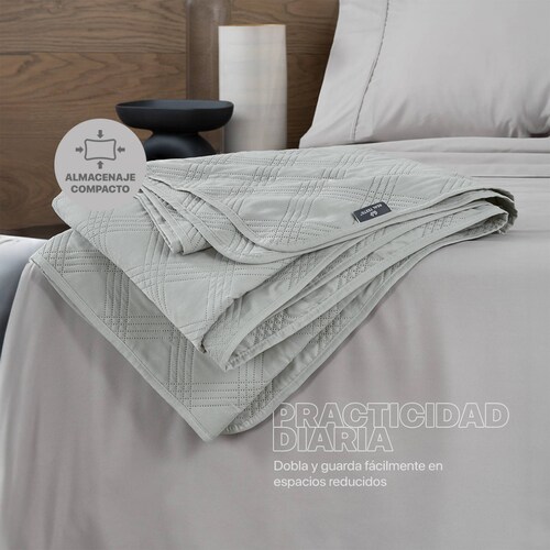 Edredón Económico Colcha Ligera Fresco Individual de 1 Pieza Gris Claro Real Textil.
