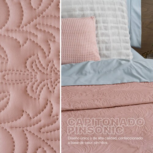 Edredón Económico Colcha Ligera Fresco King Size de 1 Pieza Rosa Oscuro Real Textil.