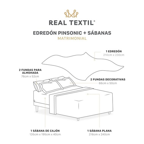Set Edredón Ligero Matrimonial con Fundas y Sabanas Khaki - Beige REAL TEXTIL.