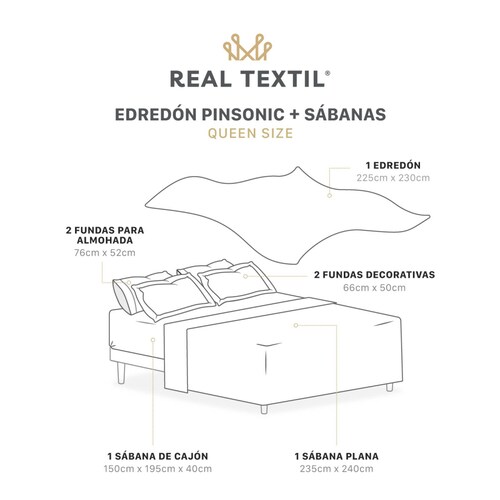 Set Edredón Ligero Queen Size con Fundas y Sabanas Khaki - Beige REAL TEXTIL.