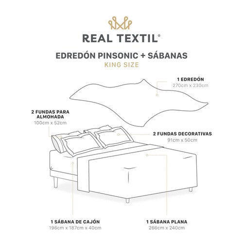 Set Edredón Ligero King Size con Fundas y Sabanas Verde Oscuro - Oliva REAL TEXTIL.