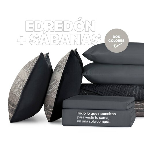 Set Edredón Ligero Matrimonial con Fundas y Sabanas Samurai REAL TEXTIL.
