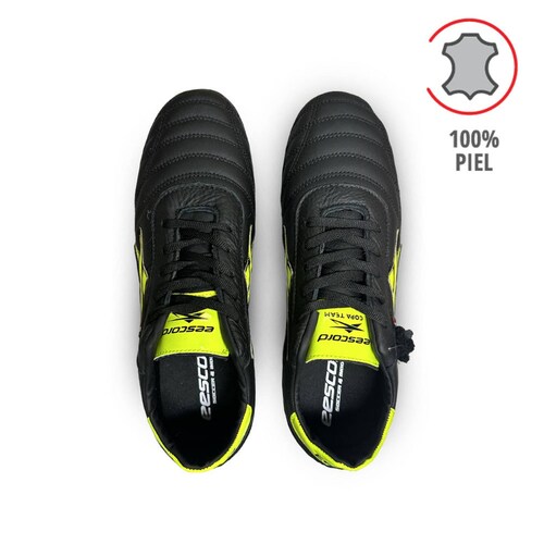 Tenis Eescord Futbol Rapido Hombre 3040 Negro/Amarillo PIEL