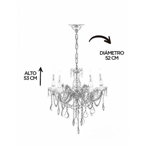 CANDIL GAMALUX MA THERESA 6 LUCES DORADO.
