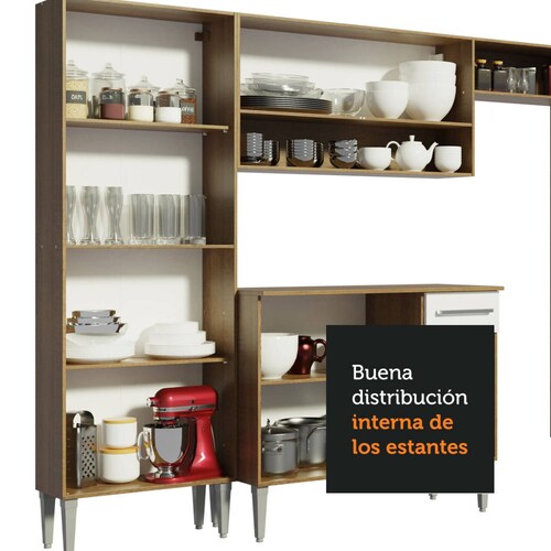 Mueble De Cocina Madesa Emilly 229 Cm - Marron/Blanco Madesa GREM229002